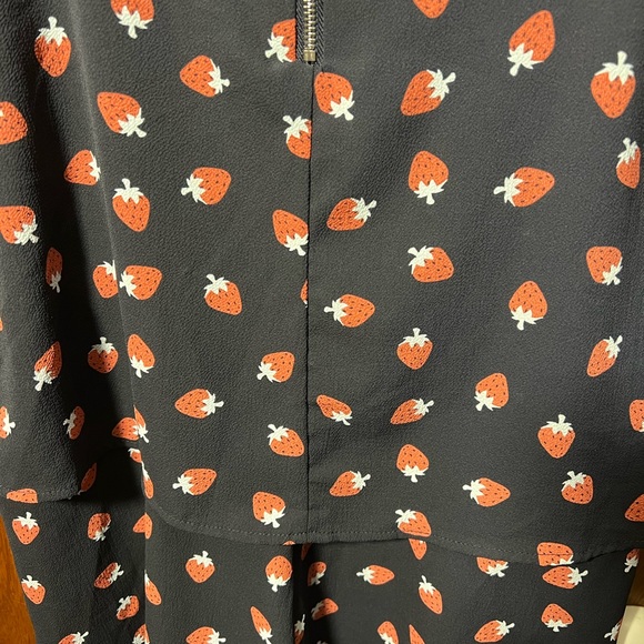 Mango Casual size M dark blue with strawberry print romper - Picture 2 of 3